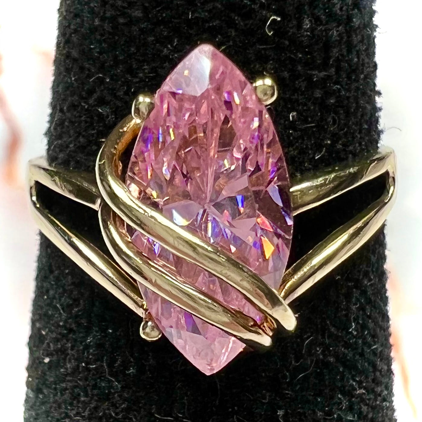 Pink Cubic Zirconia Ring 10kt Yellow Gold – Burton's Gems and Opals