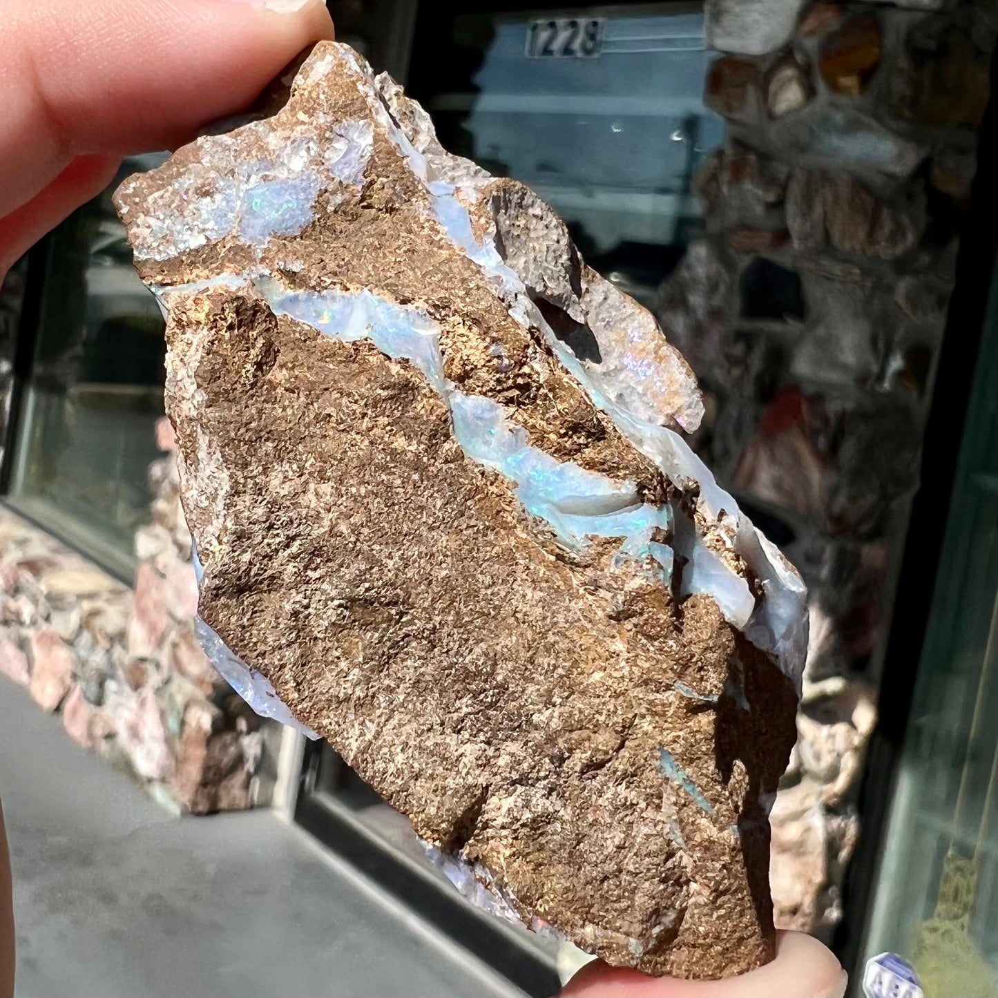 A rough boulder opal stone from Queensland, Australia.