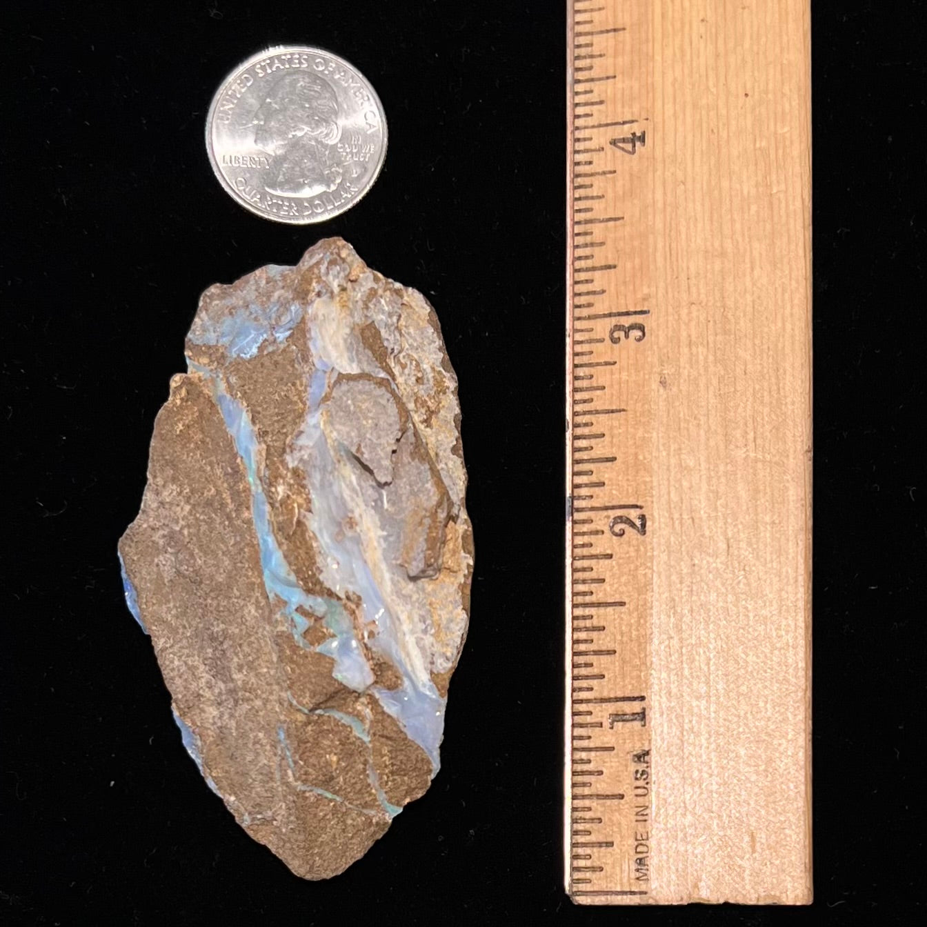 A rough boulder opal stone from Queensland, Australia.