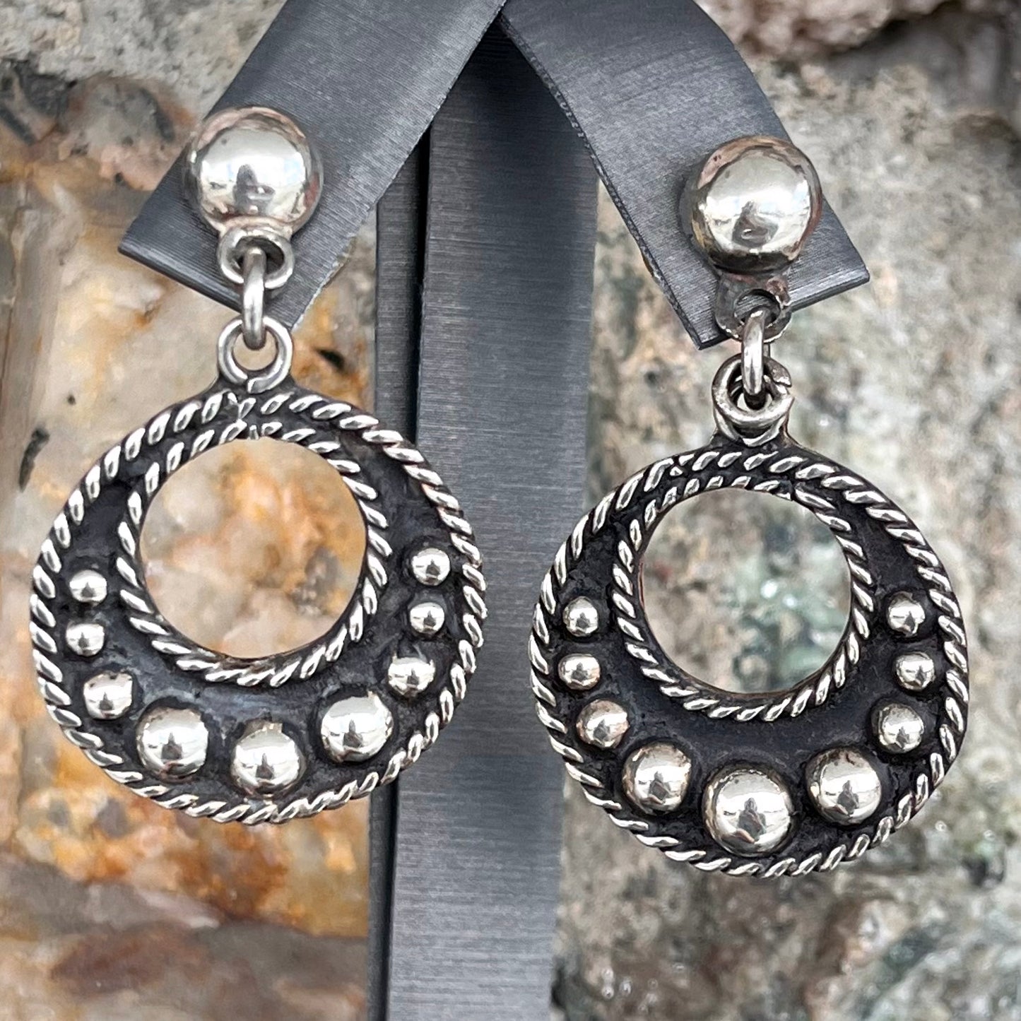 Dangle Hoop Earrings | Sterling Silver