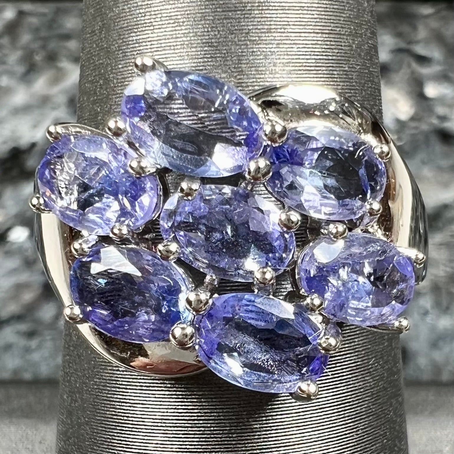 Sterling Silver Tanzanite Cluster Ring Burton s Burton s Gems and Opals