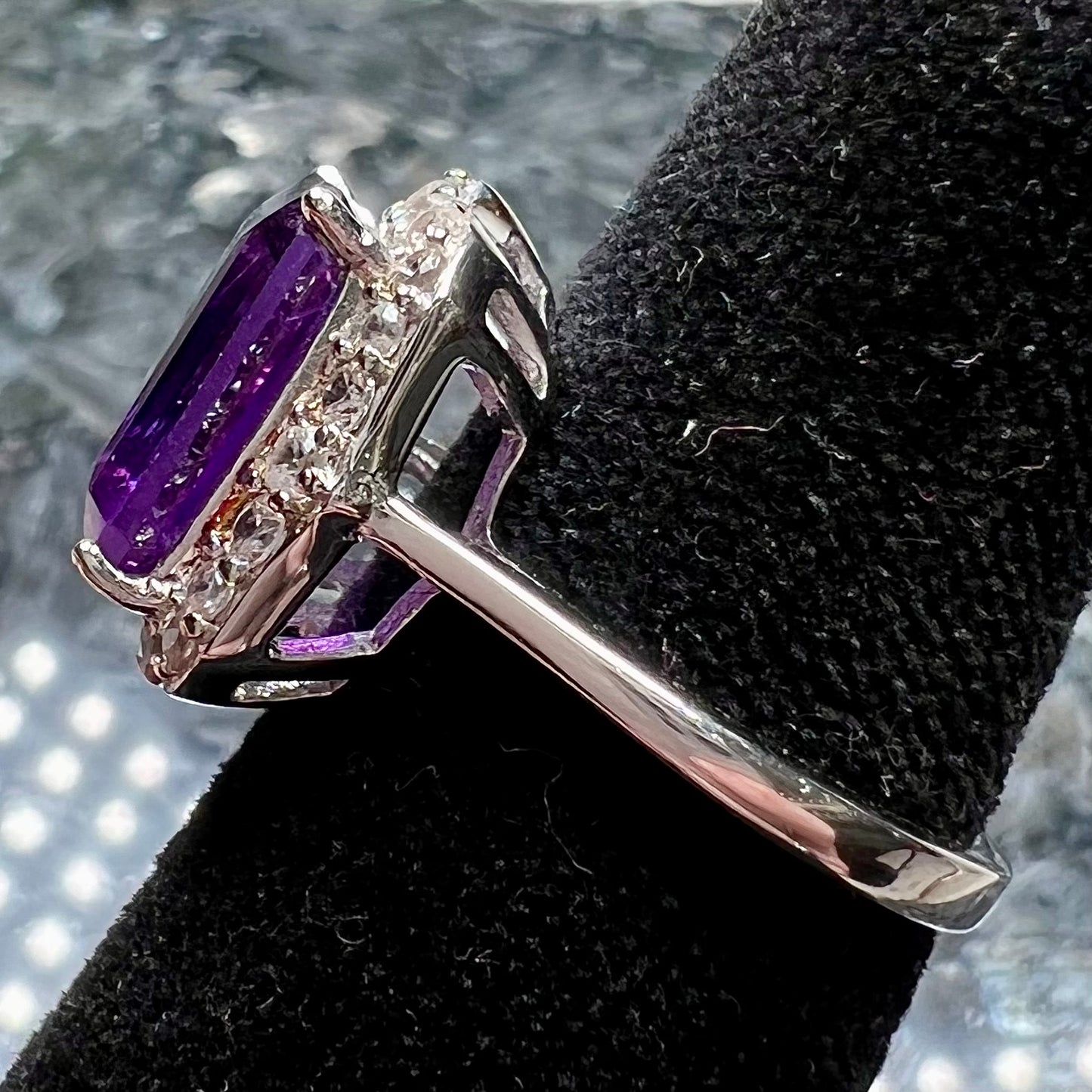 Amethyst & CZ Ring | Sterling Silver