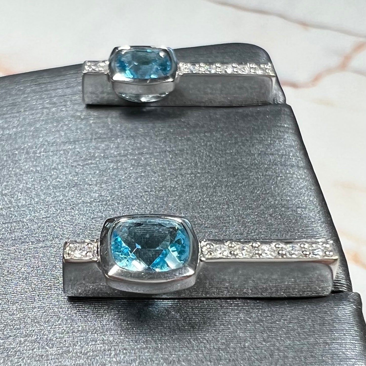 Blue Topaz & Diamond Earrings | 14kt