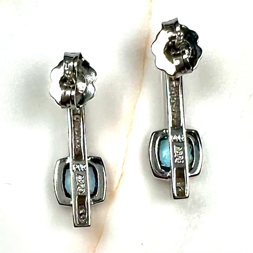 Blue Topaz & Diamond Earrings | 14kt