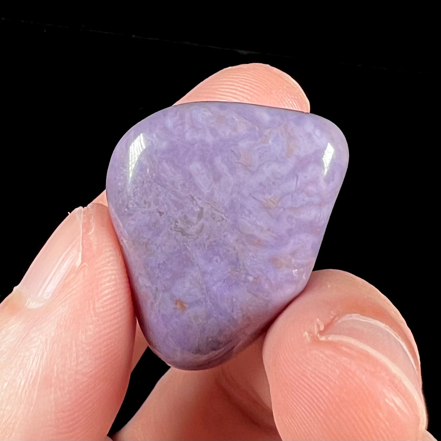 A tumble polished piece of Turkish purple jade, known as "Turkiyenite."