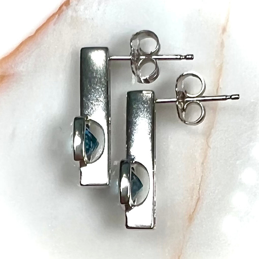 Blue Topaz & Diamond Earrings | 14kt