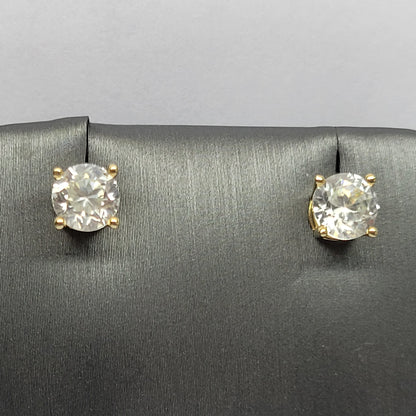 White Zircon Stud Earrings in 14kt Gold