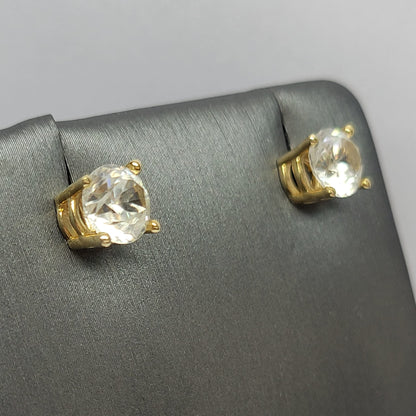 White Zircon Stud Earrings in 14kt Gold