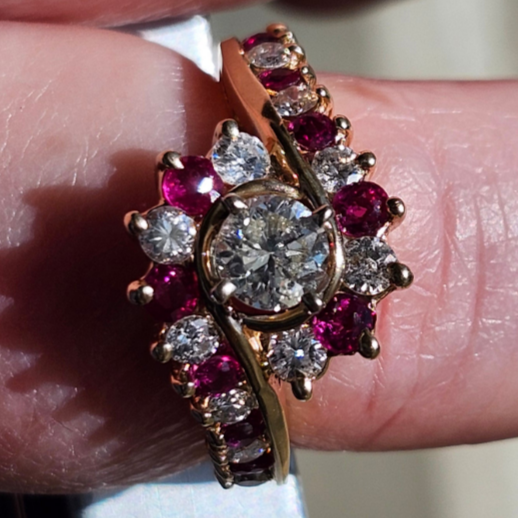 Estate | Burma Ruby and Diamond Engagement Ring | 14kt Yellow Gold