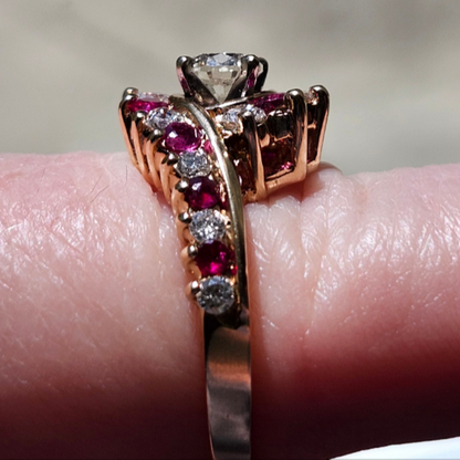 Estate | Burma Ruby and Diamond Engagement Ring | 14kt Yellow Gold