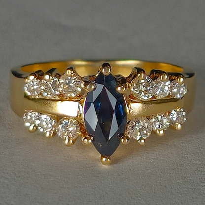 14kt  | Marquise Cut Sapphire and Diamond Ring