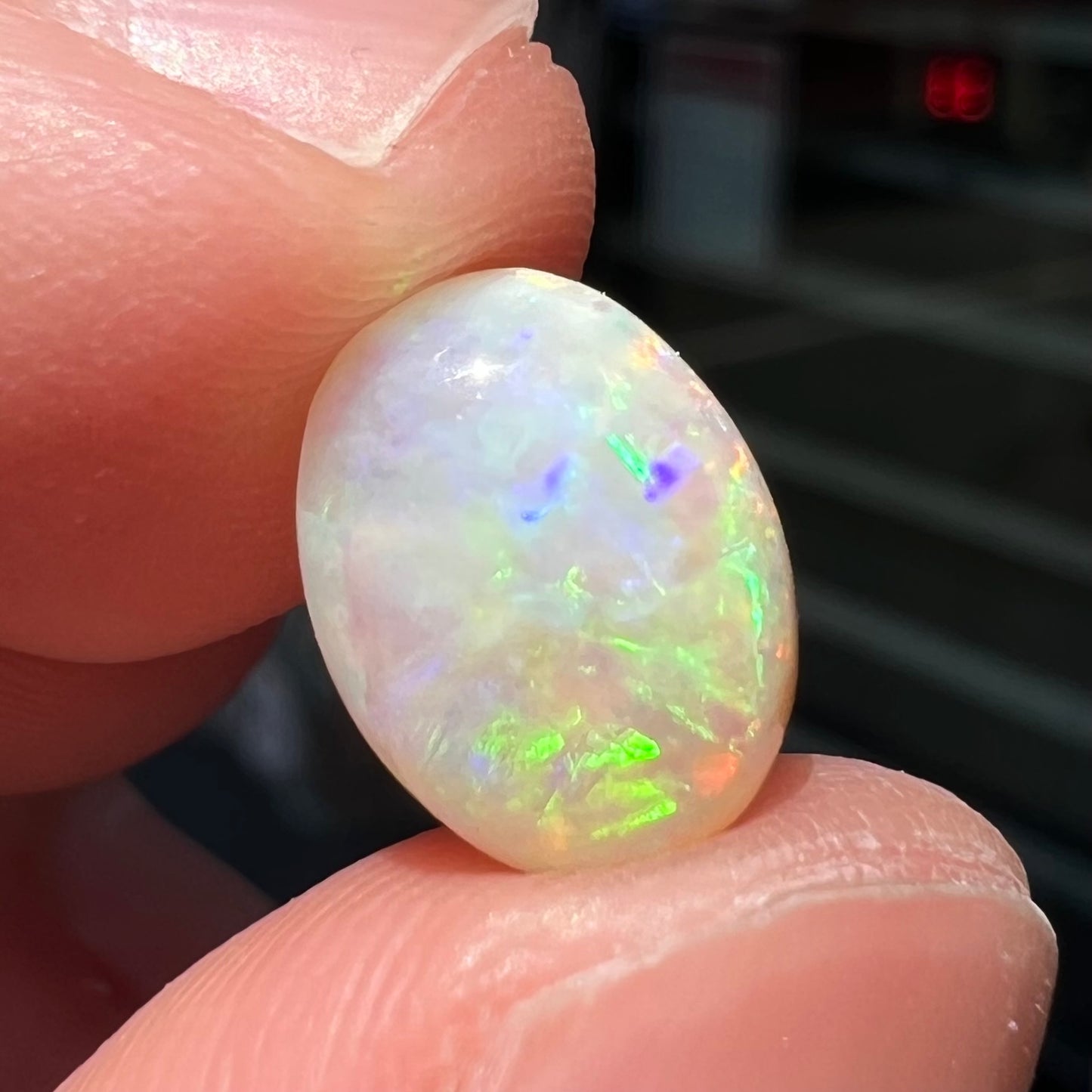 A loose white opal from Andamooka, Australia.
