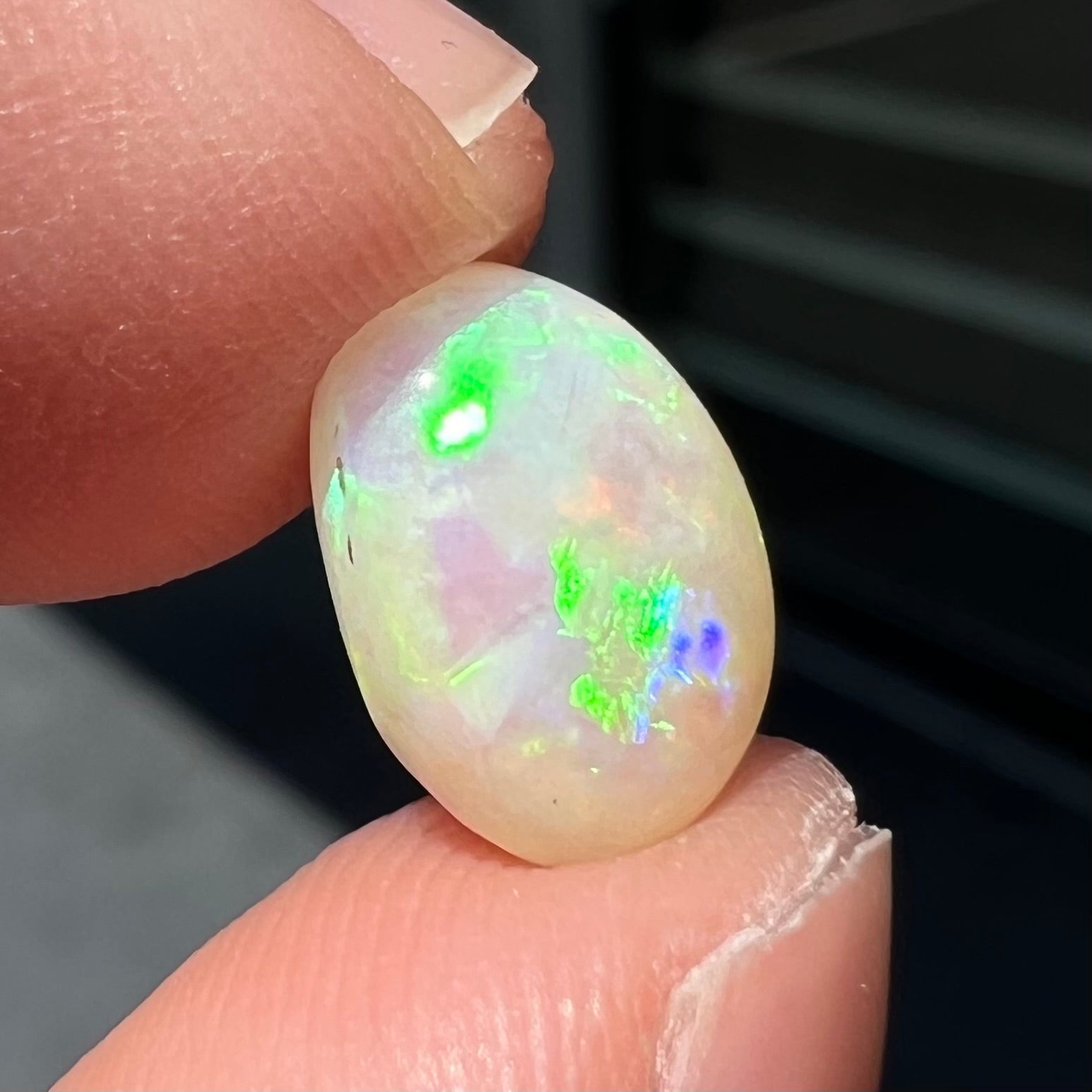 A loose white opal from Andamooka, Australia.