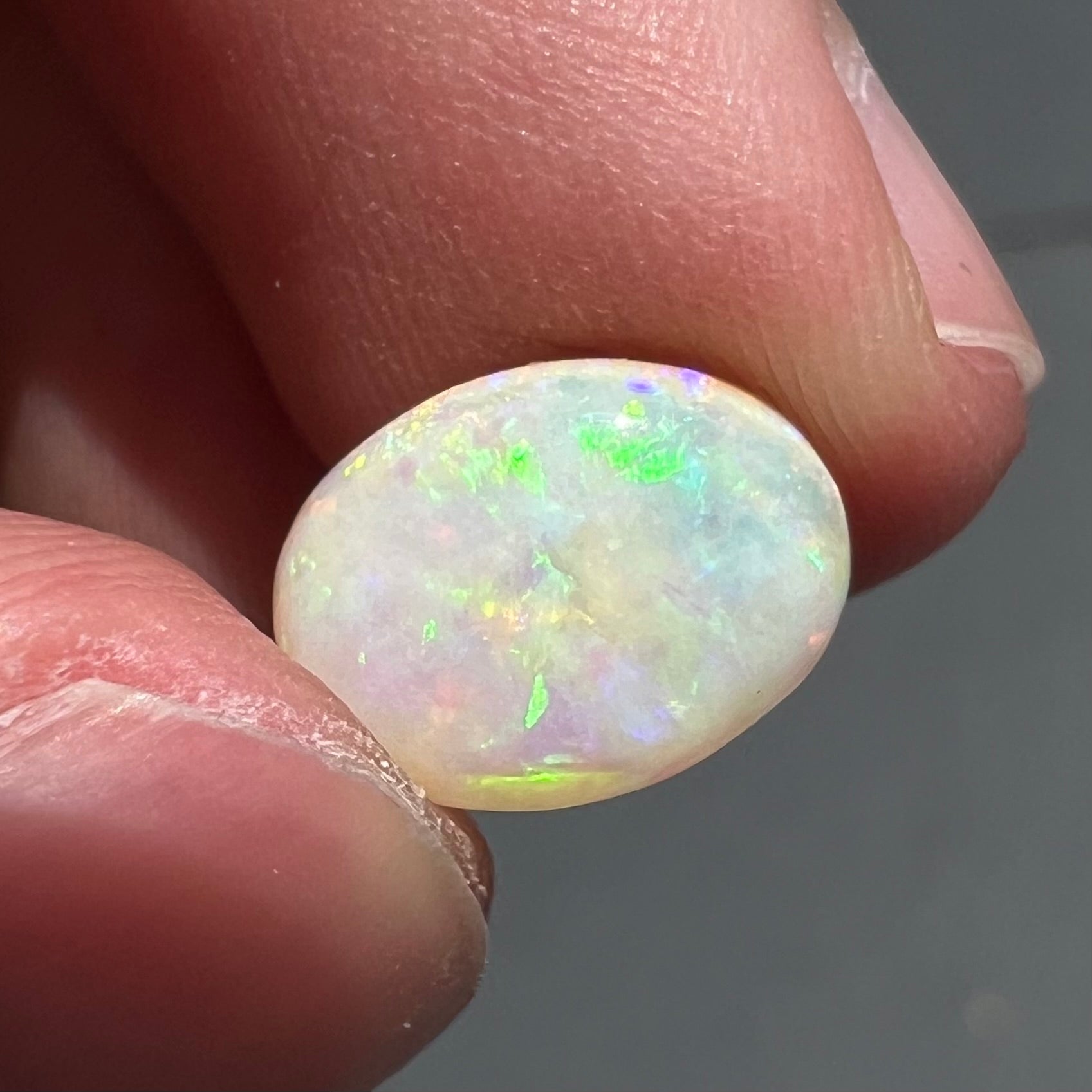 A loose white opal from Andamooka, Australia.