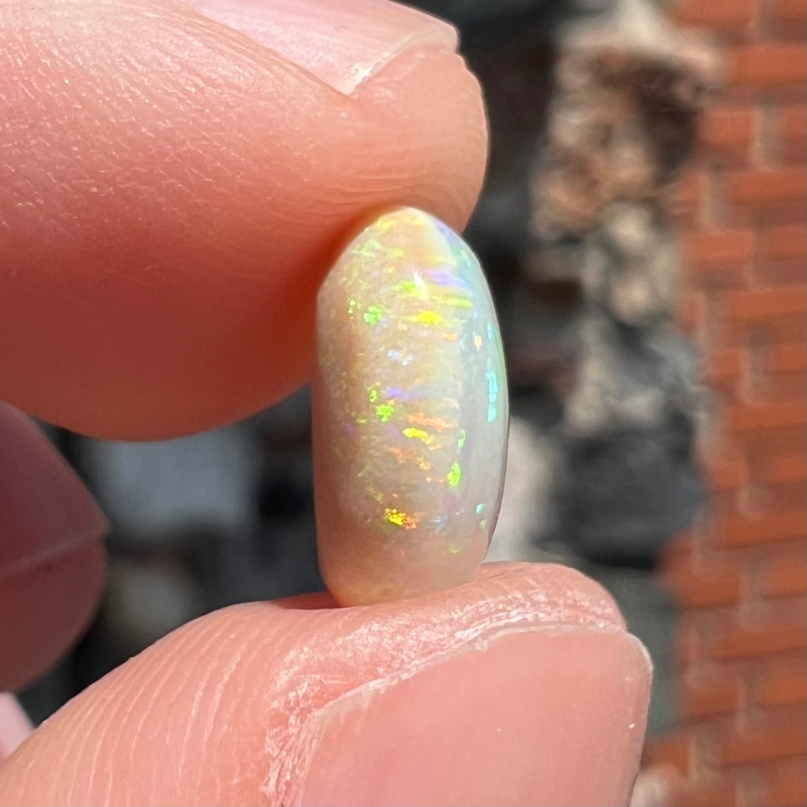 A loose white opal from Andamooka, Australia.