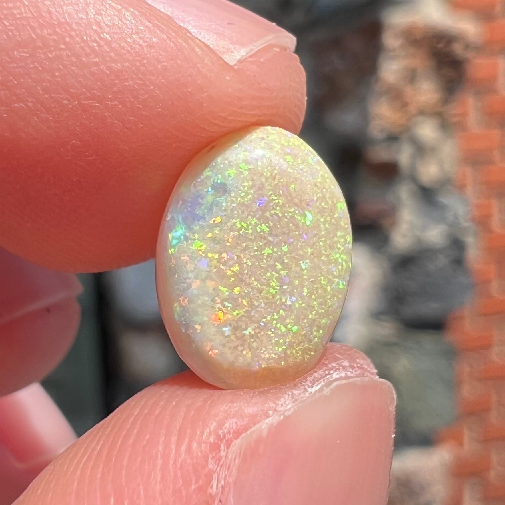 A loose white opal from Andamooka, Australia.
