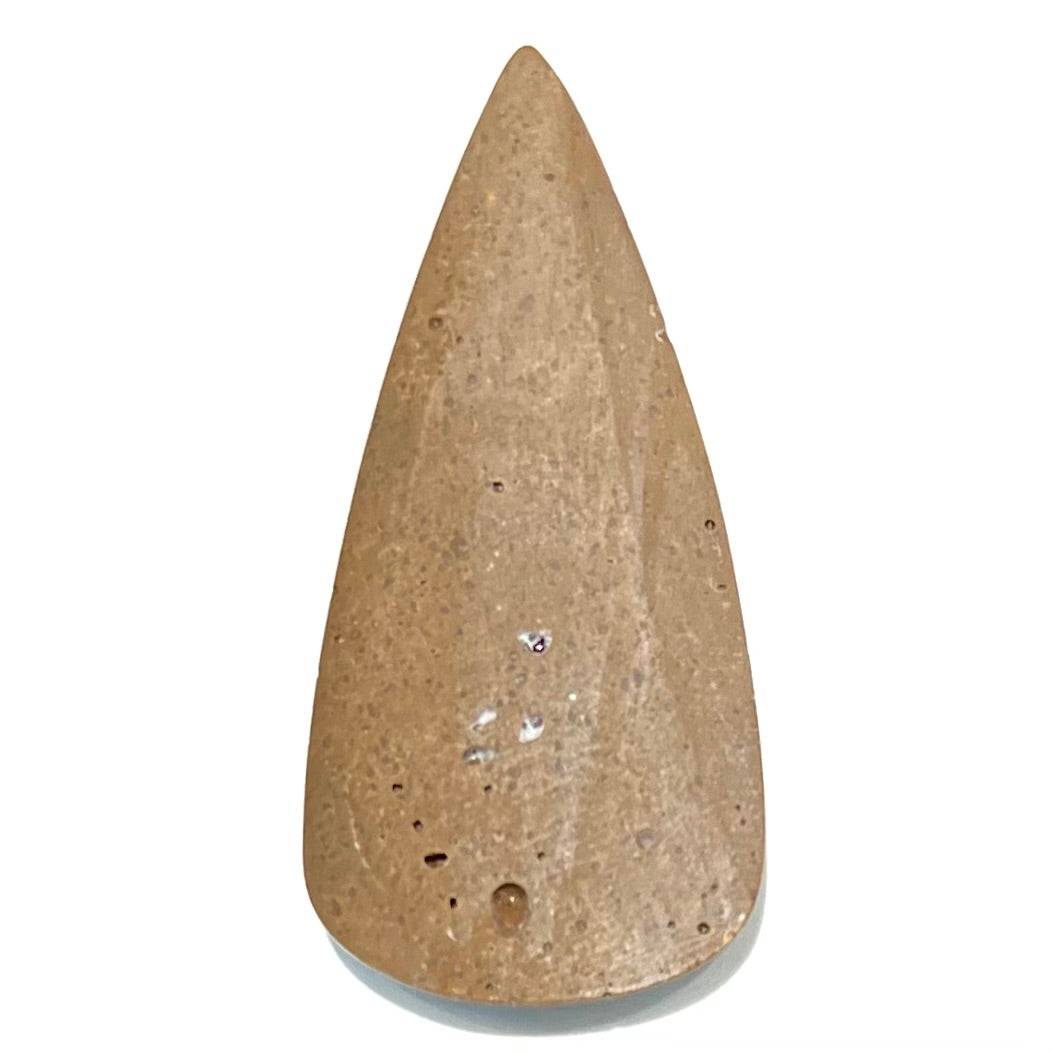 A loose, pear shaped turquoise stone from the Courtland-Gleeson mining district of Arizona.