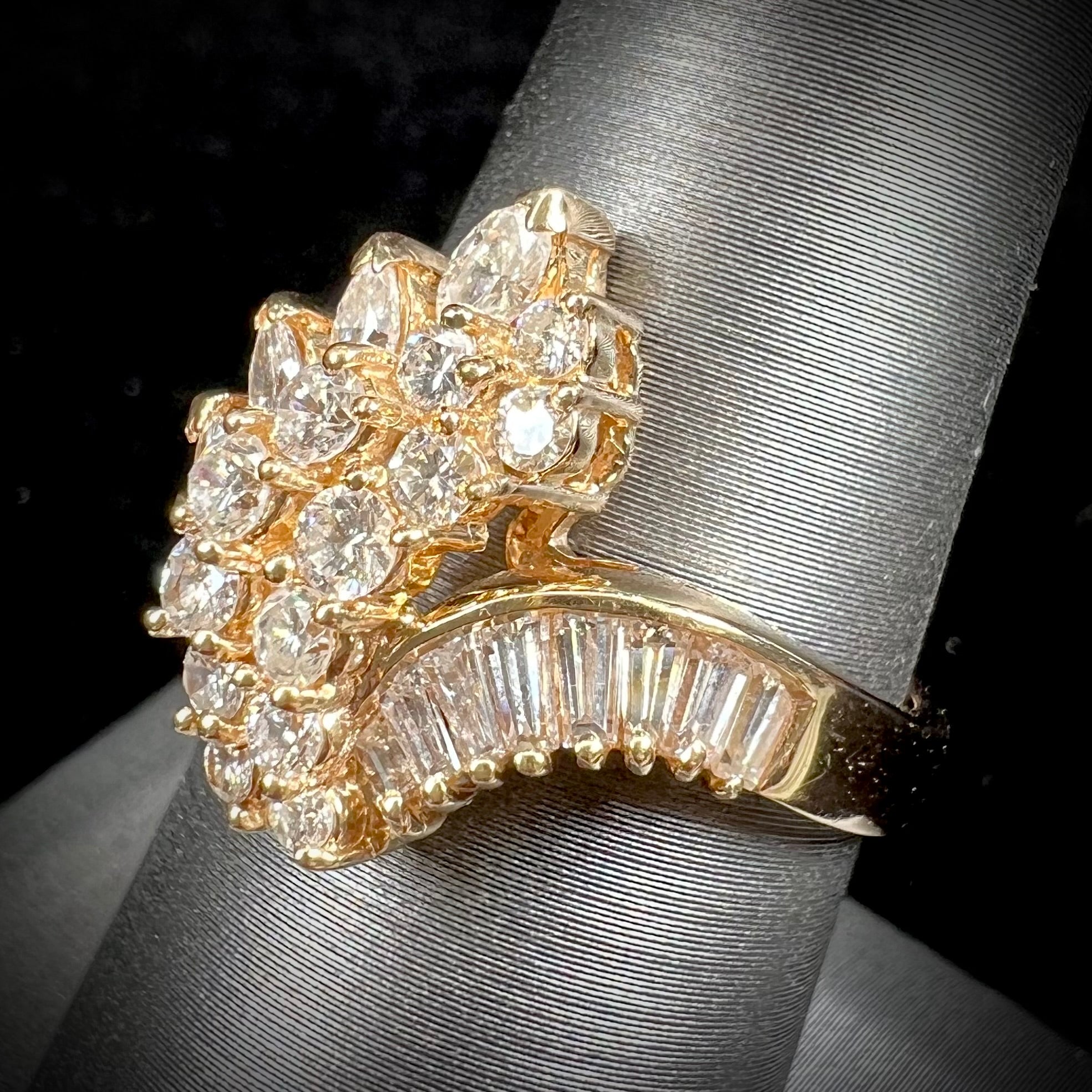 Midcentury Diamond Cluster Engagement Ring — Isadoras Antique Jewelry
