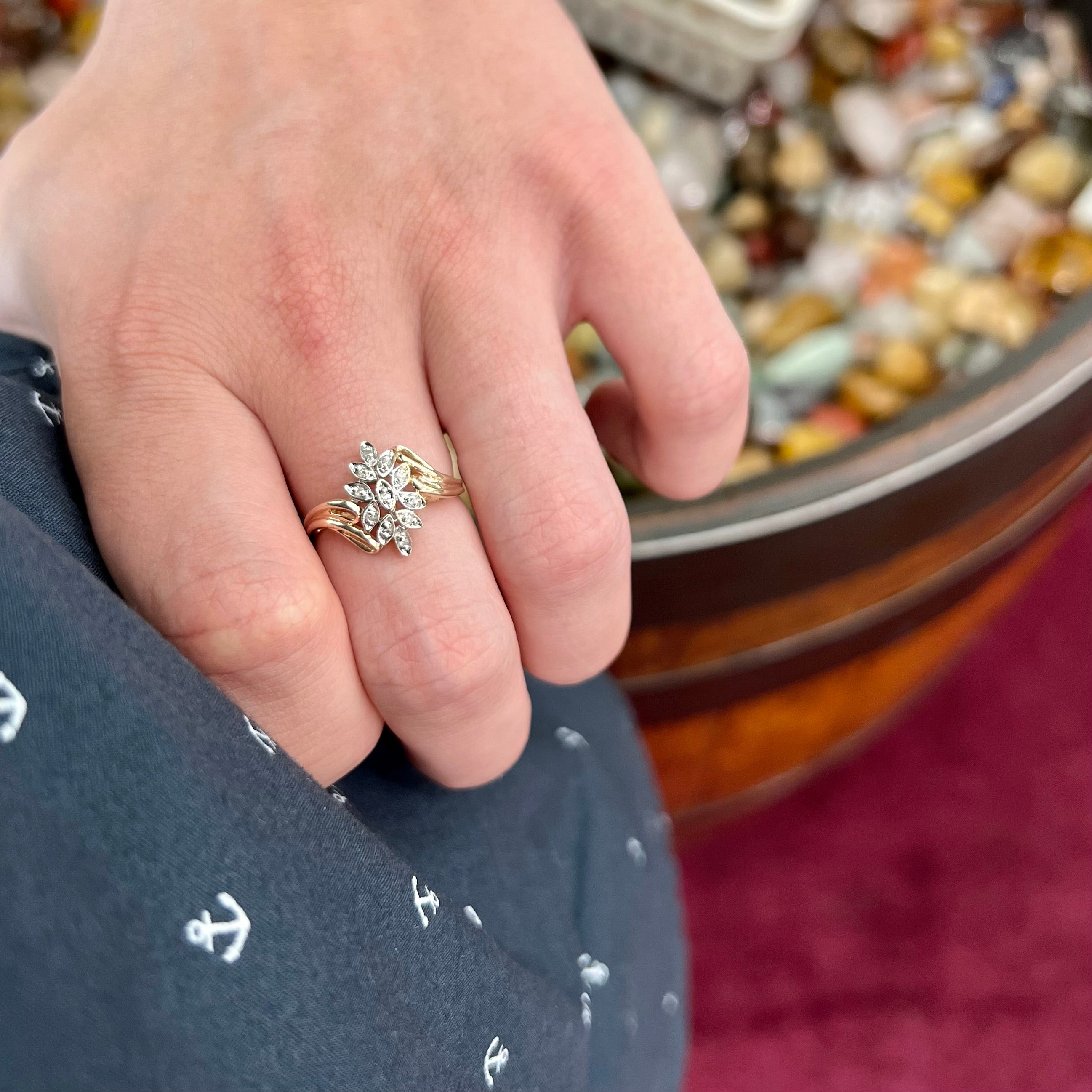 Engagement Ring with a Cluster of Diamonds - Small Flora Ring – ARTEMER