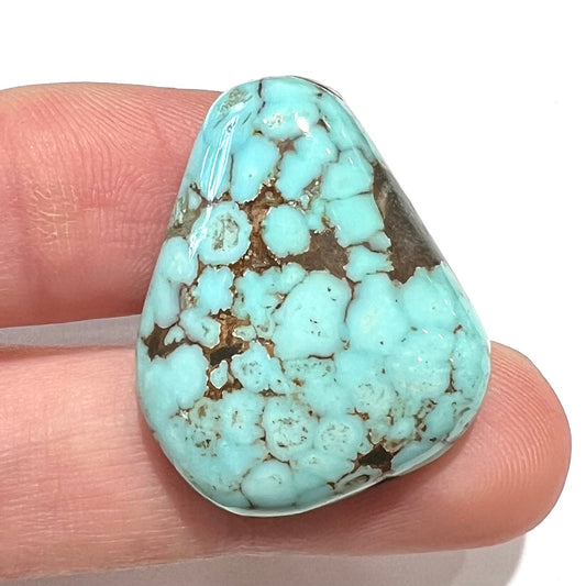 A loose, triangular drop shape Dry Creek turquoise stone.