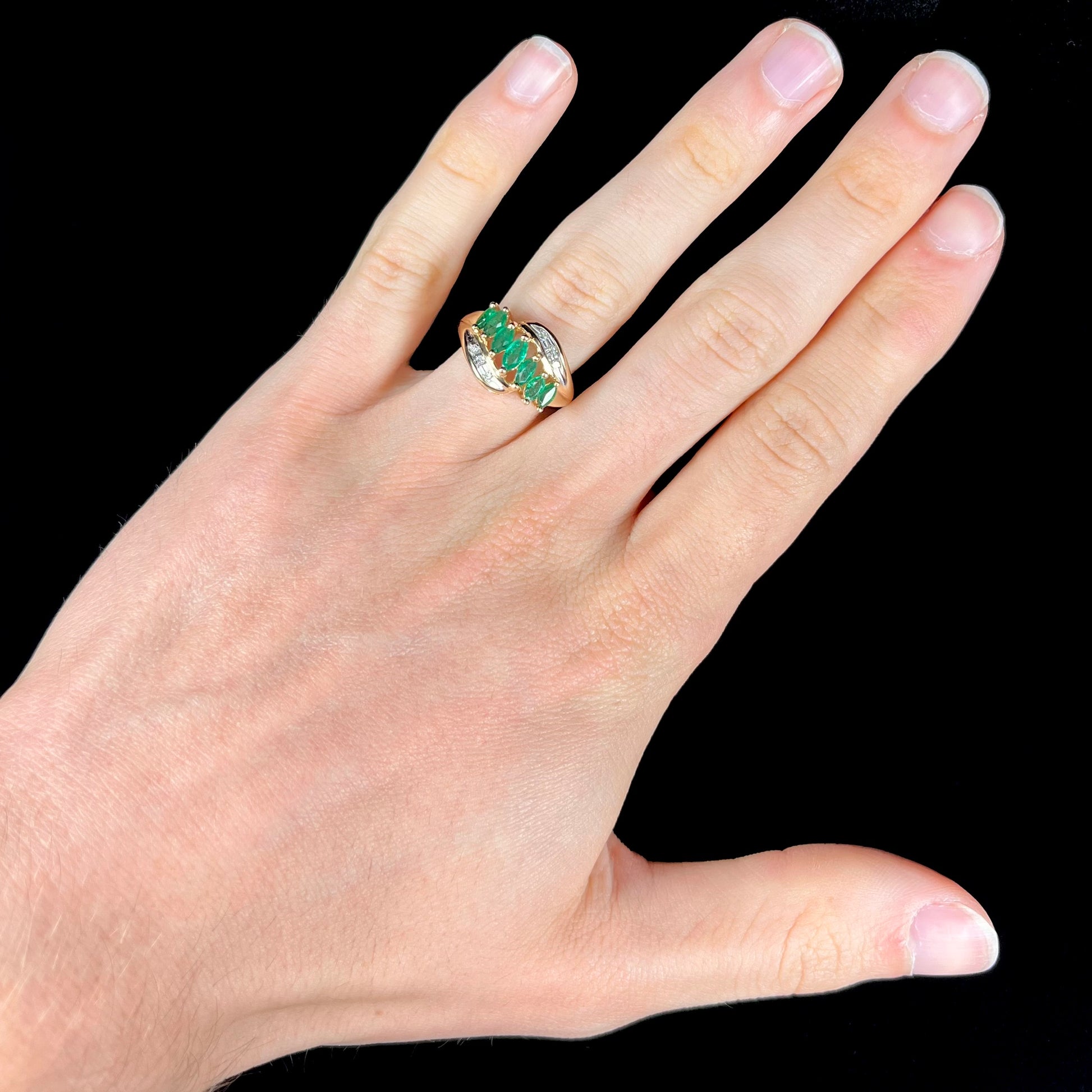 Vintage Emerald Marquise Diamond Ring Burton's – Burton's Gems
