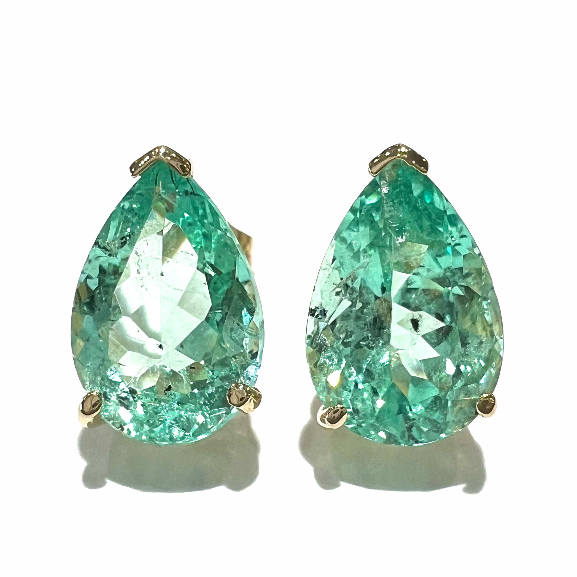 Colombian Emeralds Pear Shaped Emerald Earrings Antique Colombian