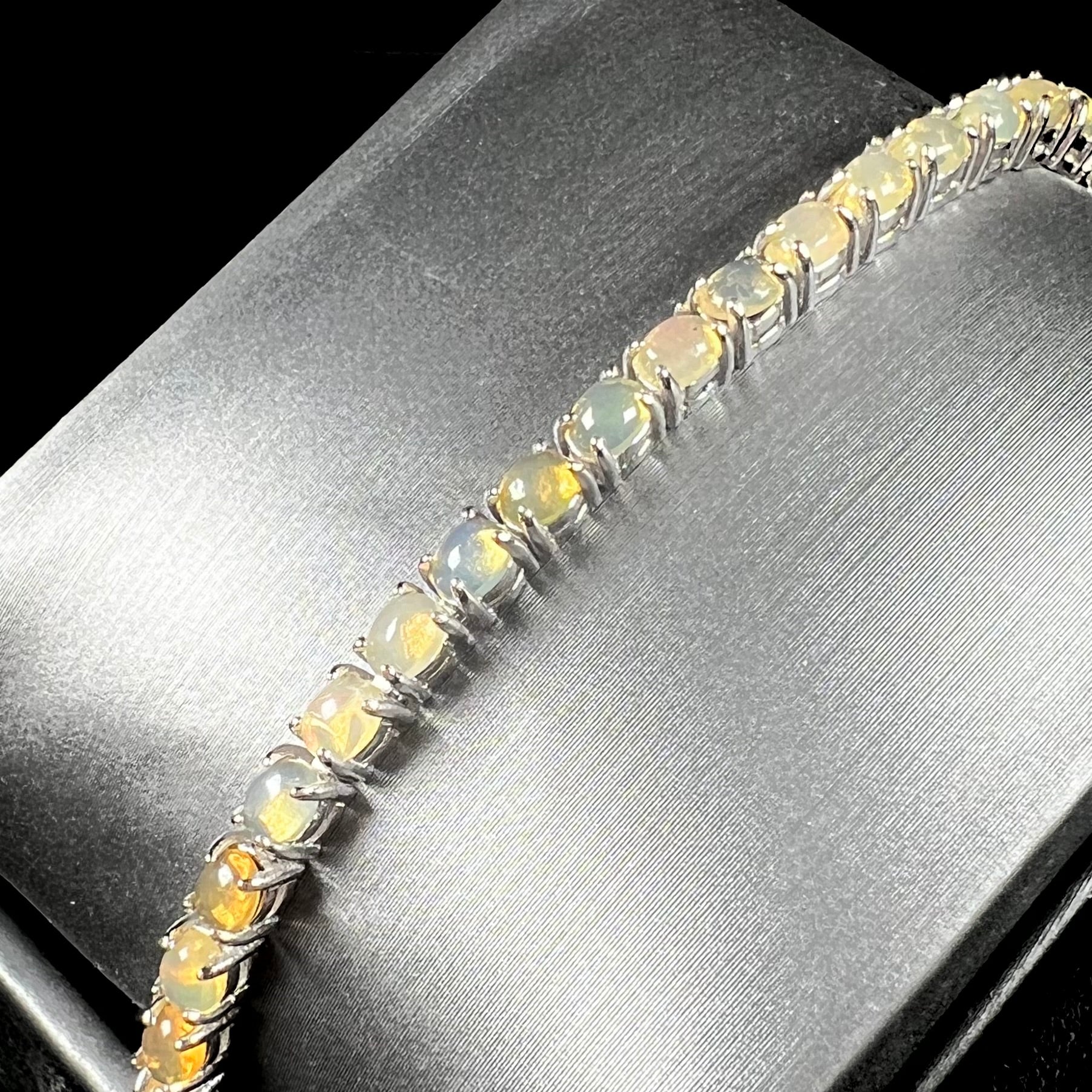 Luxury 925 Silver Natural Orange Fire Opal Tennis Bracelet Women Engagement  Silver Bracelet For Gift - AliExpress