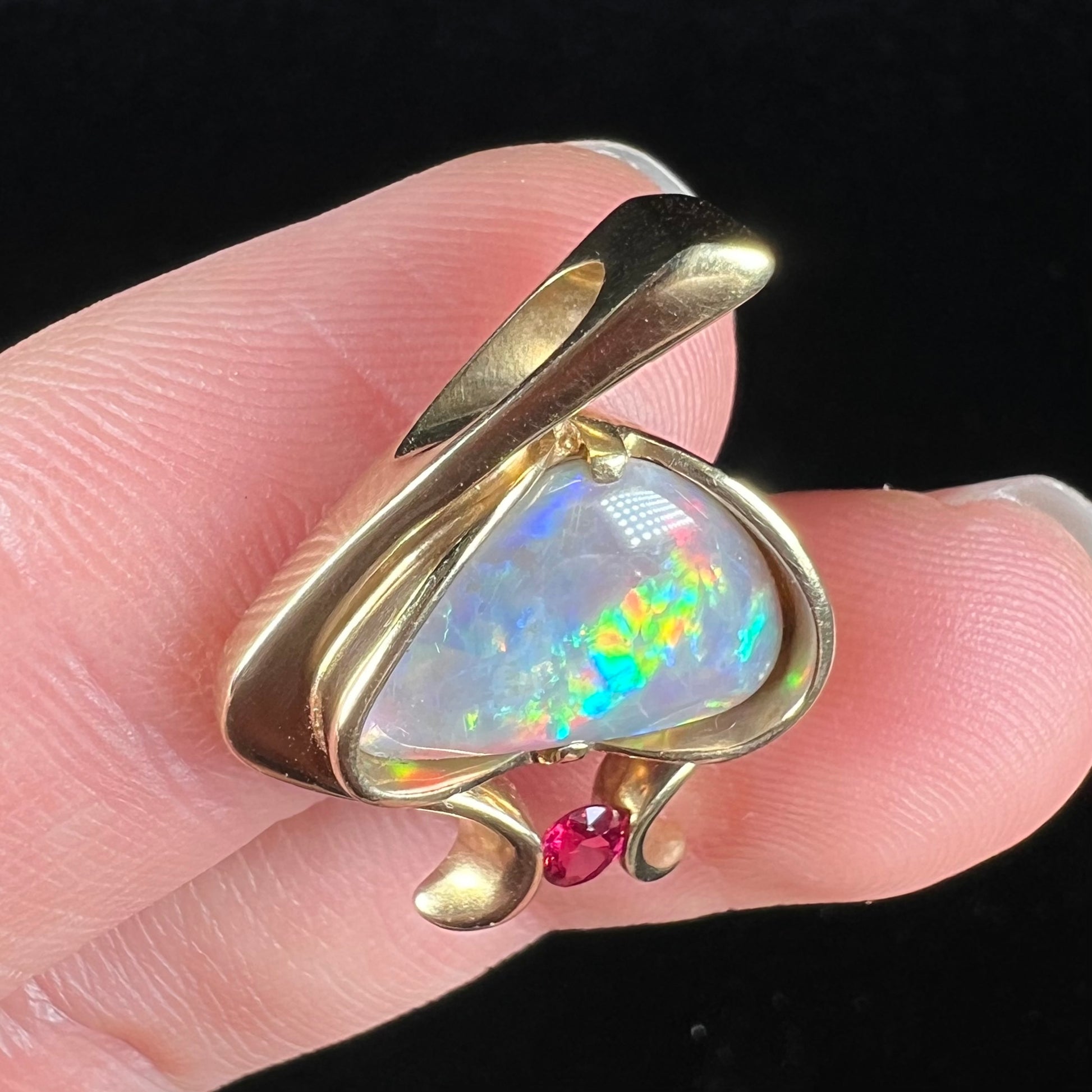 Black Crystal Opal Pink Sapphire Pendant in 14kt Gold Burton's