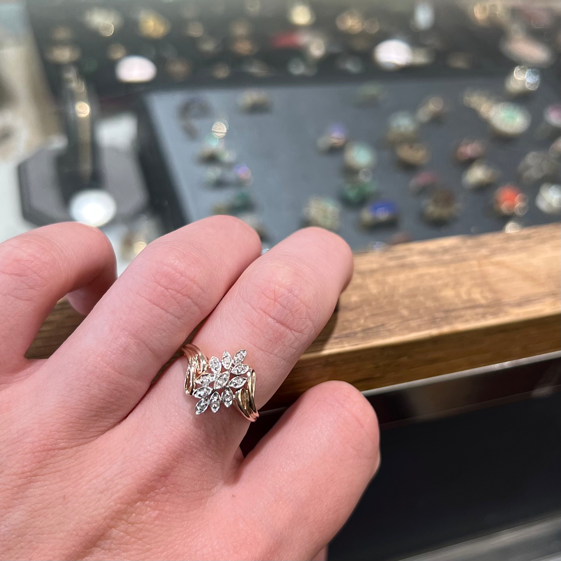 Estate Vintage Style Diamond Cluster Ring in 10kt Gold Burton s Burton s Gems and Opals
