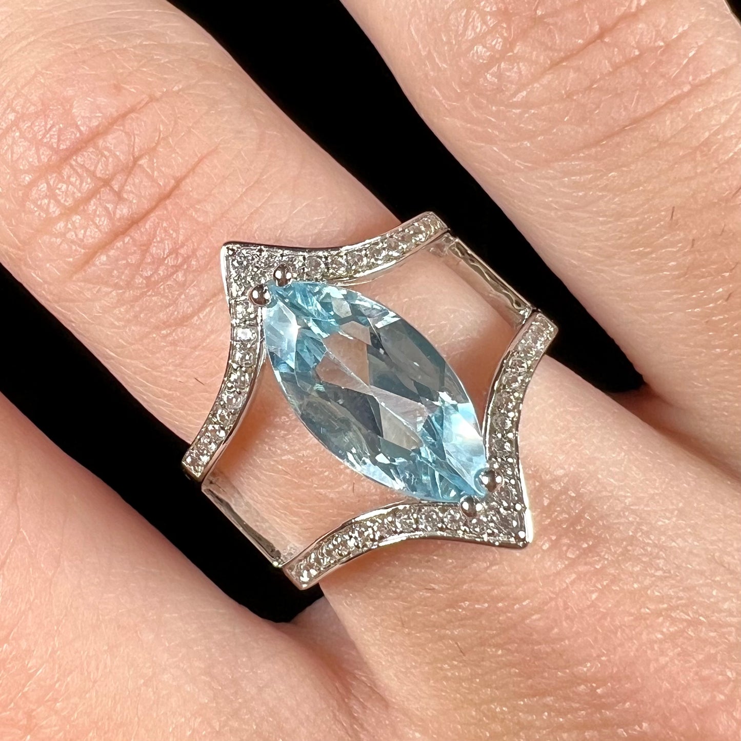 Blue topaz and cubic zirconia ring on sale