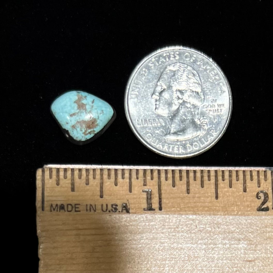 A loose, powder blue Dry Creek turquoise stone from Lander County, Nevada.
