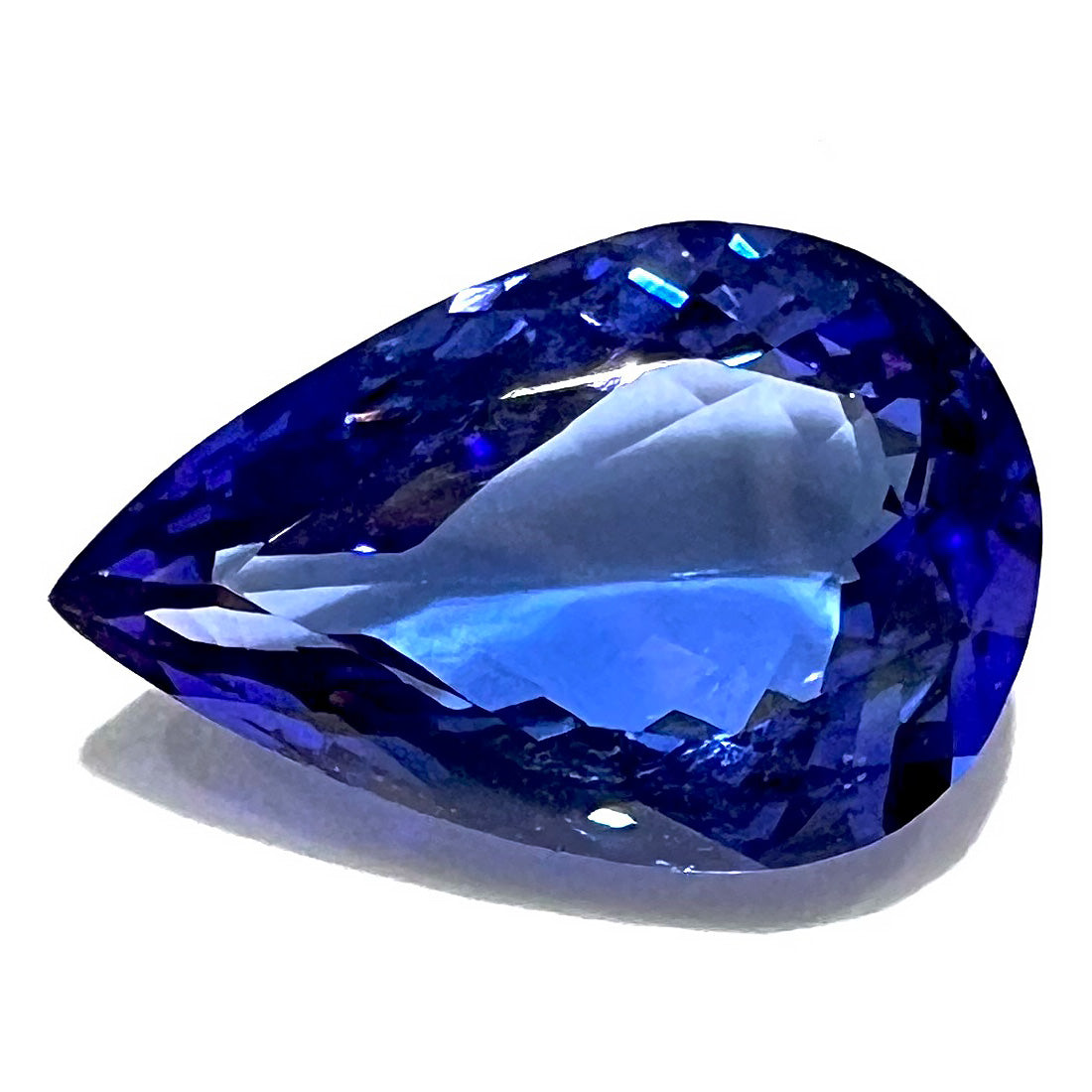 A loose pear shape, AAA+ grade tanzanite stone from Tanzania.