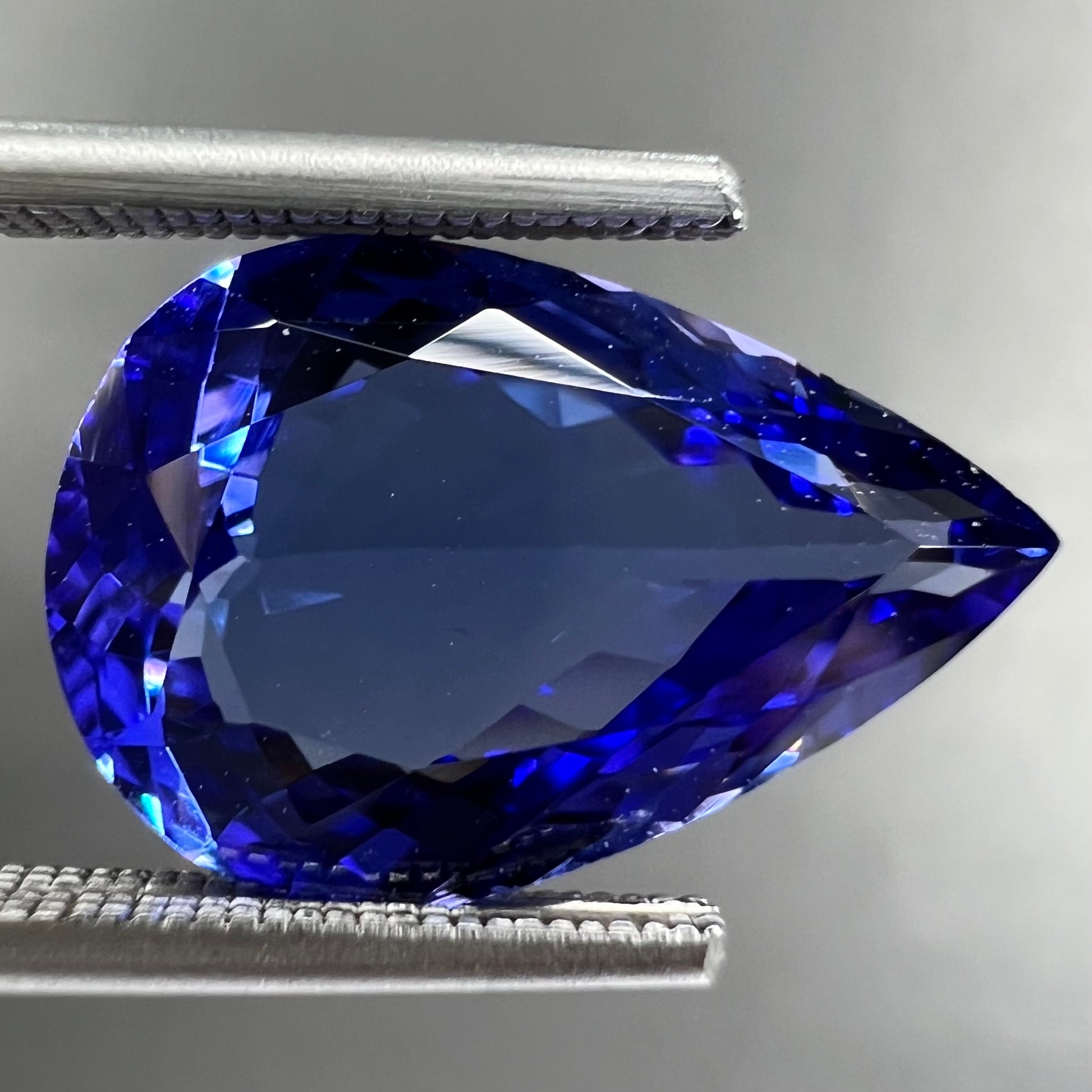 A loose pear shape, AAA+ grade tanzanite stone from Tanzania.
