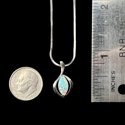 Cheryl | Lightning Ridge White Crystal Opal Necklace in Sterling Silver