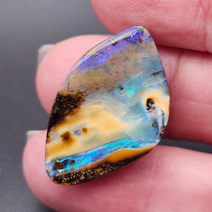 25.19ct Australian Koroit Boulder Opal | Freeform Pear Cabochon | #E299