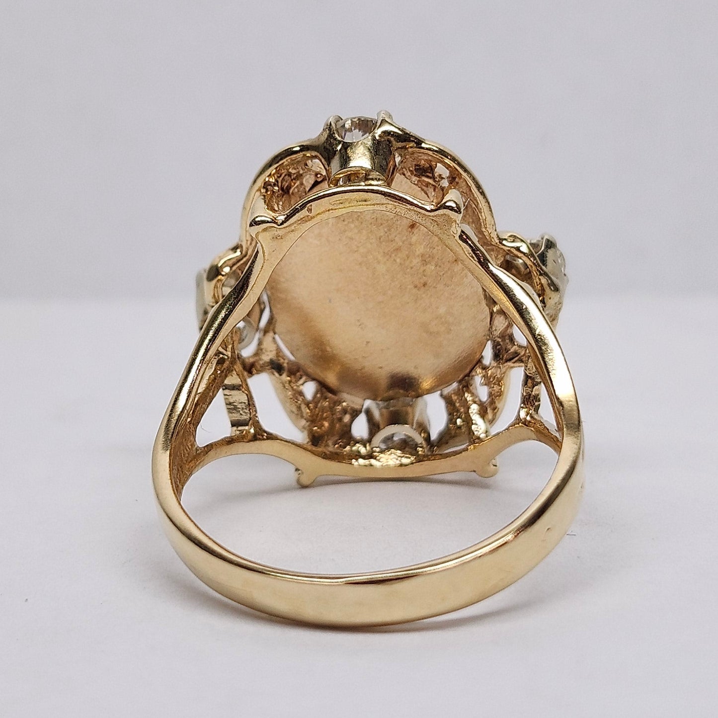 Claire | Coober Pedy Australian Crystal Opal & Diamond Ring | Estate | 14kt Yellow Gold