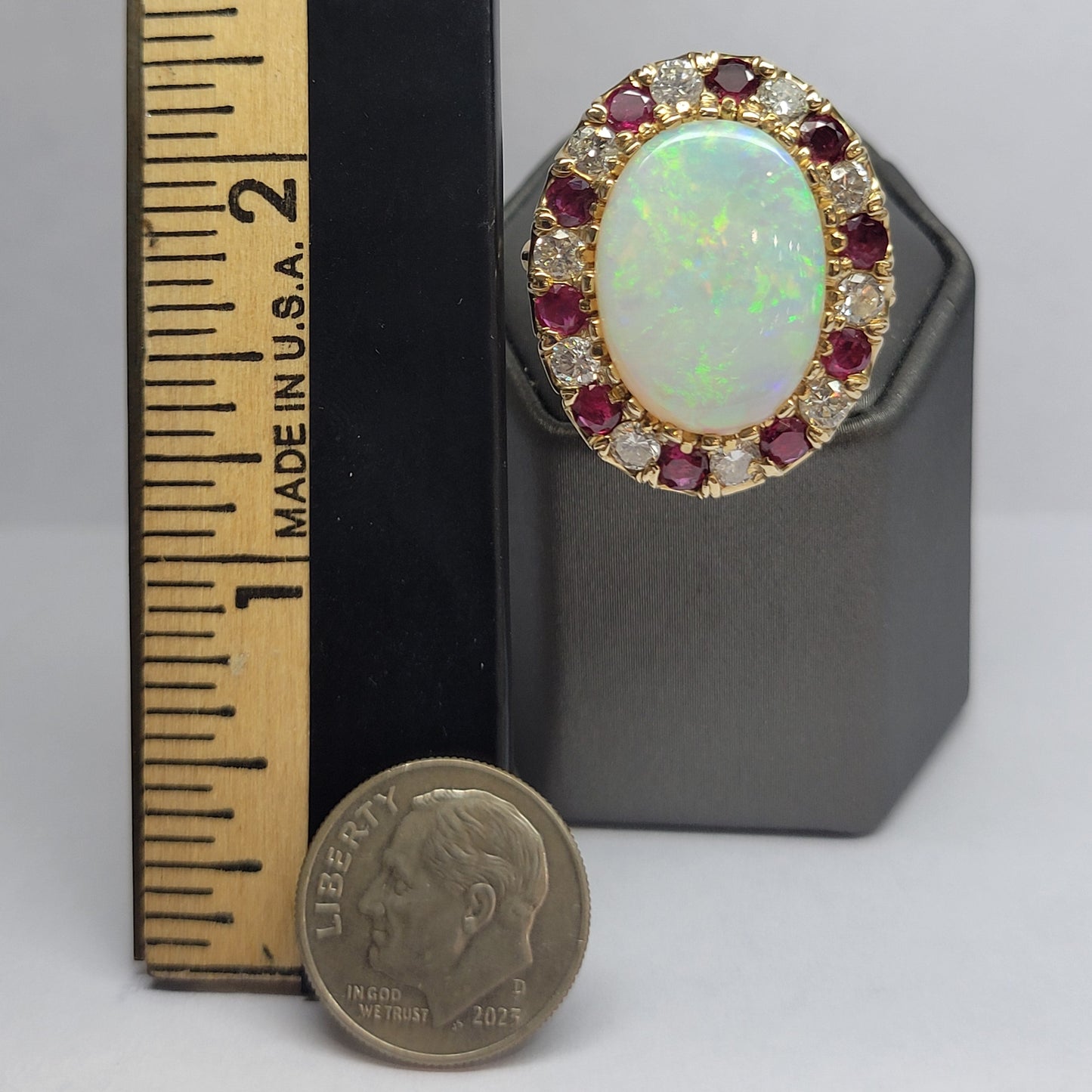 Lady Eve | Ladies' Opal, Burma Ruby and Diamond Ring | 14kt