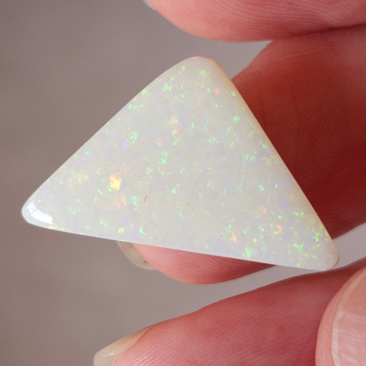7.47ct White Cliffs Australian White Opal | Triangular Cut Cabochon | #E305