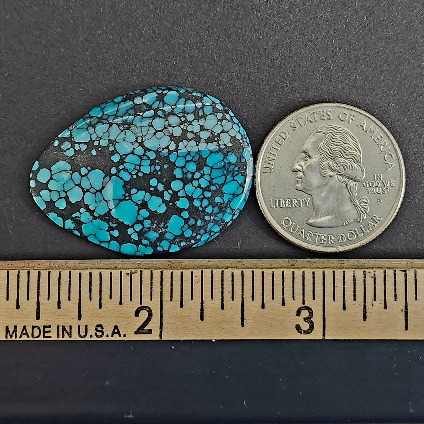 28.83ct Lone Mountain Spiderweb Turquoise | Pear Cabochon | #818