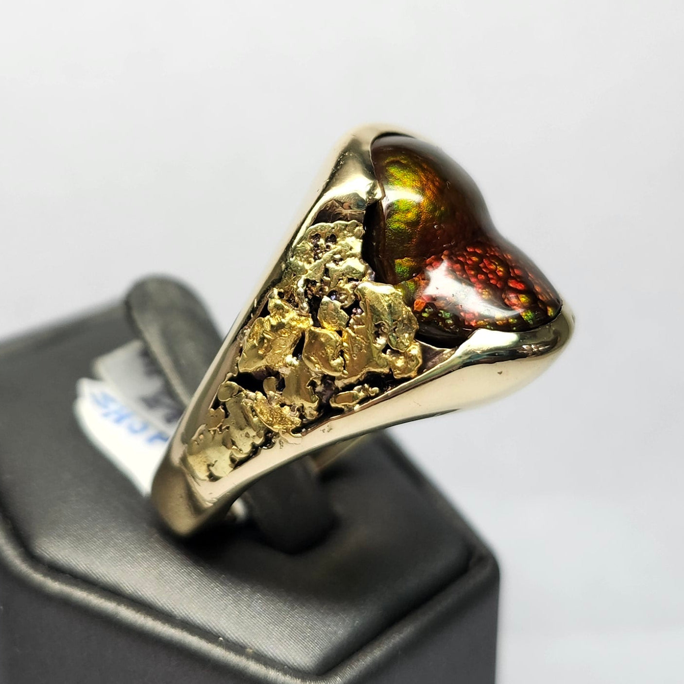 Eternal Flame | Men's 25.36 Gram Fire Agate and Gold Nugget Ring | 14kt