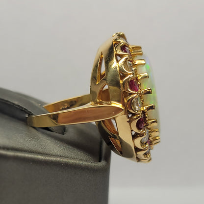Lady Eve | Ladies' Opal, Burma Ruby and Diamond Ring | 14kt
