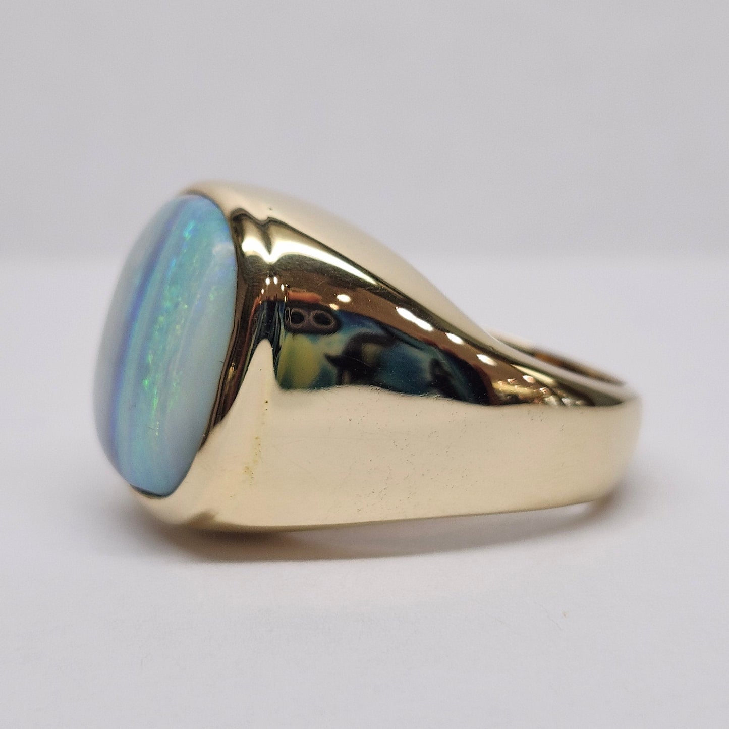 Linhas | Men's Australian Quilpie Boulder Opal Ring | Custom | 14kt Yellow Gold