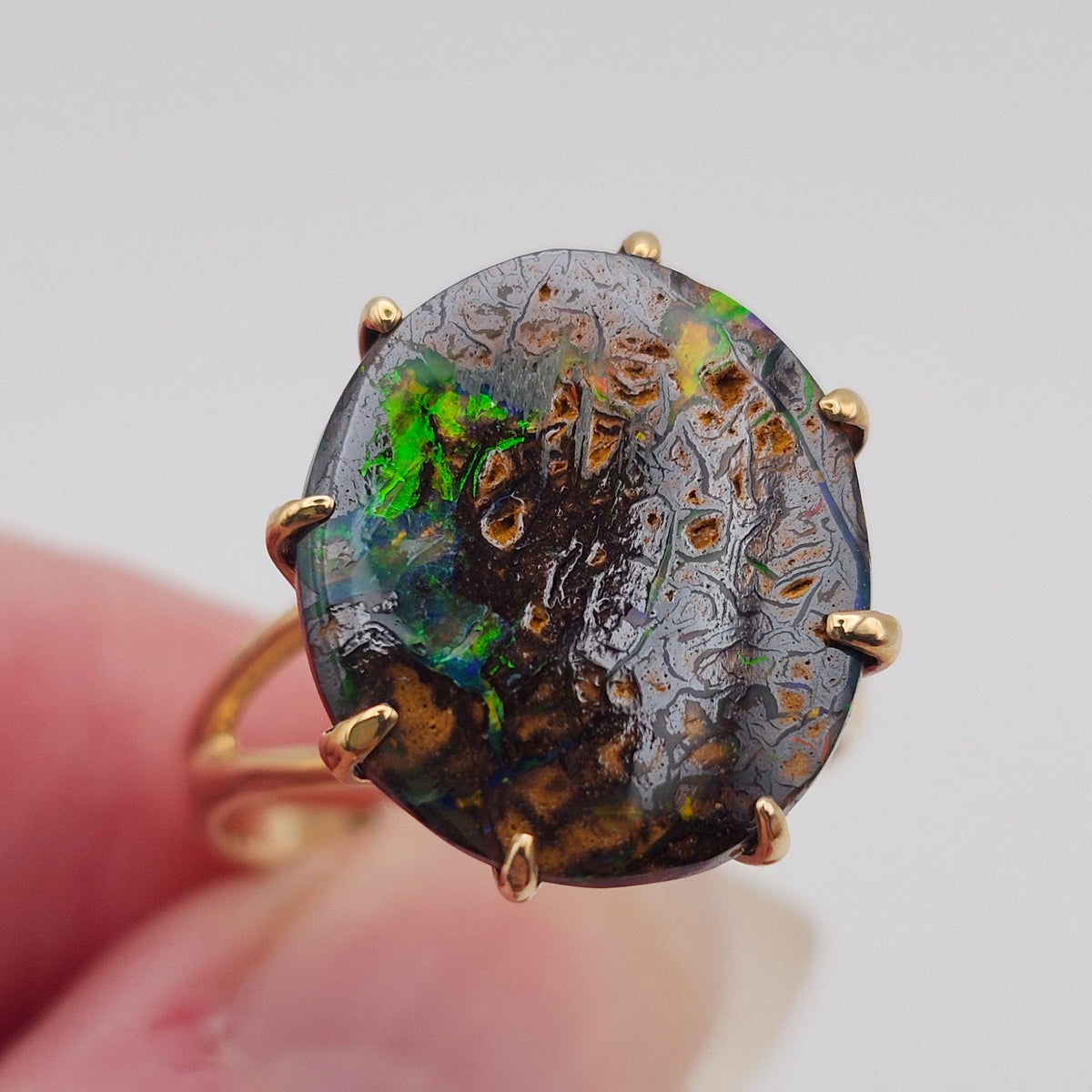 Brilla | Koroit Australian Boulder Opal Ring | Estate | 14kt Yellow Gold