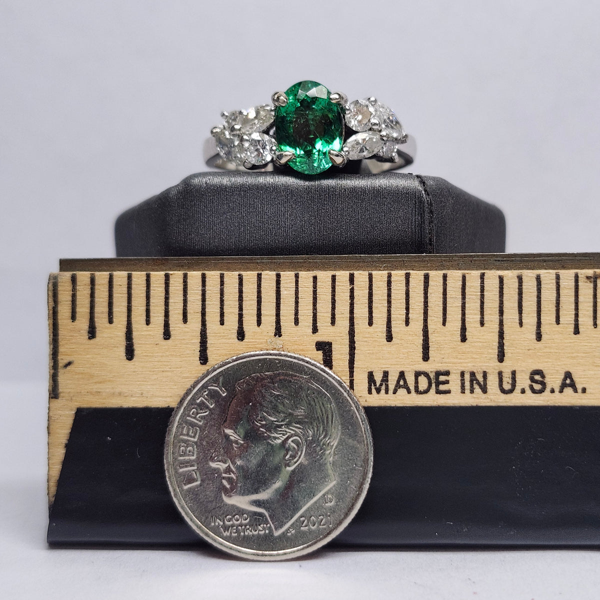 Angelica | 1.29ct Green Paraiba Tourmaline & Diamond Ring | 18kt White Gold