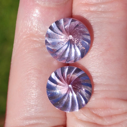 Laser Cut Amethyst Matched Pair | Custom Fancy Cut | Round