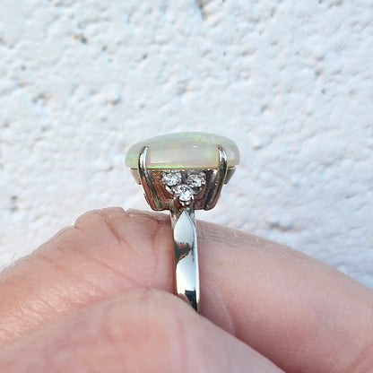 Jessica | Brazilian Crystal Opal & Diamond Ring | 14kt White Gold