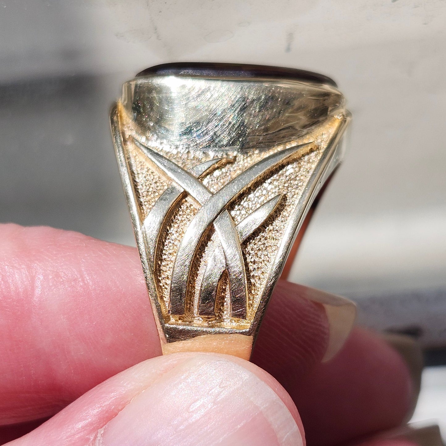 Igneas | Men's 21.49 Gram Custom Fire Agate Ring | 14kt Yellow Gold