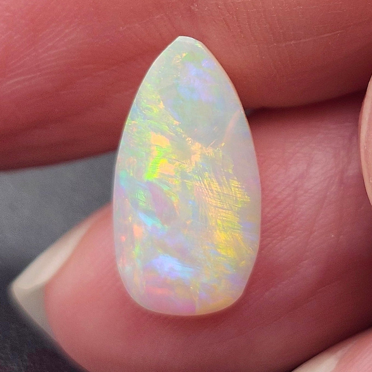 1.58 Lightning Ridge Light Crystal Australian Opal | Pear Cabochon | #E307