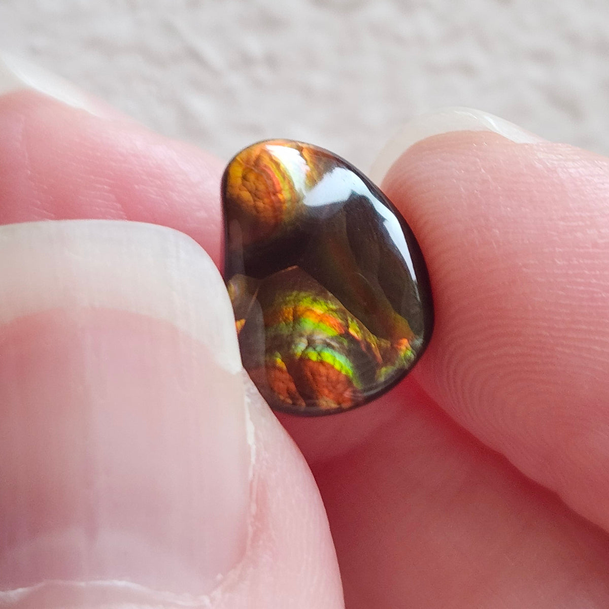4.84ct Arizona Fire Agate | Freeform Pear Cabochon