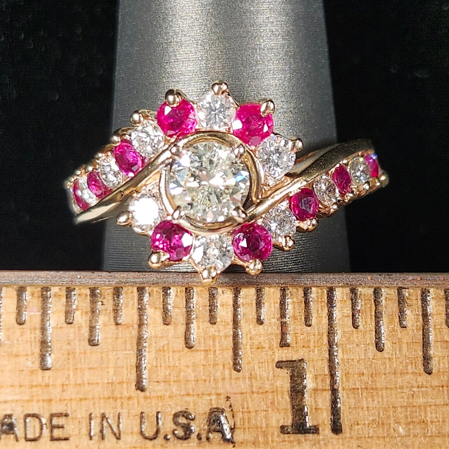 Estate | Burma Ruby and Diamond Engagement Ring | 14kt Yellow Gold